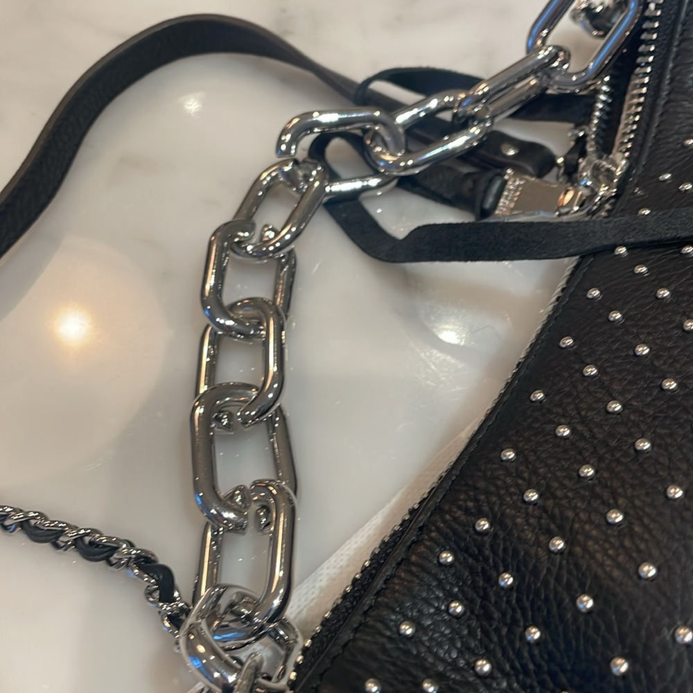 Aimee Kestenberg Black Studded Chain-Accent Shoulder Bag - Picture 3 of 14